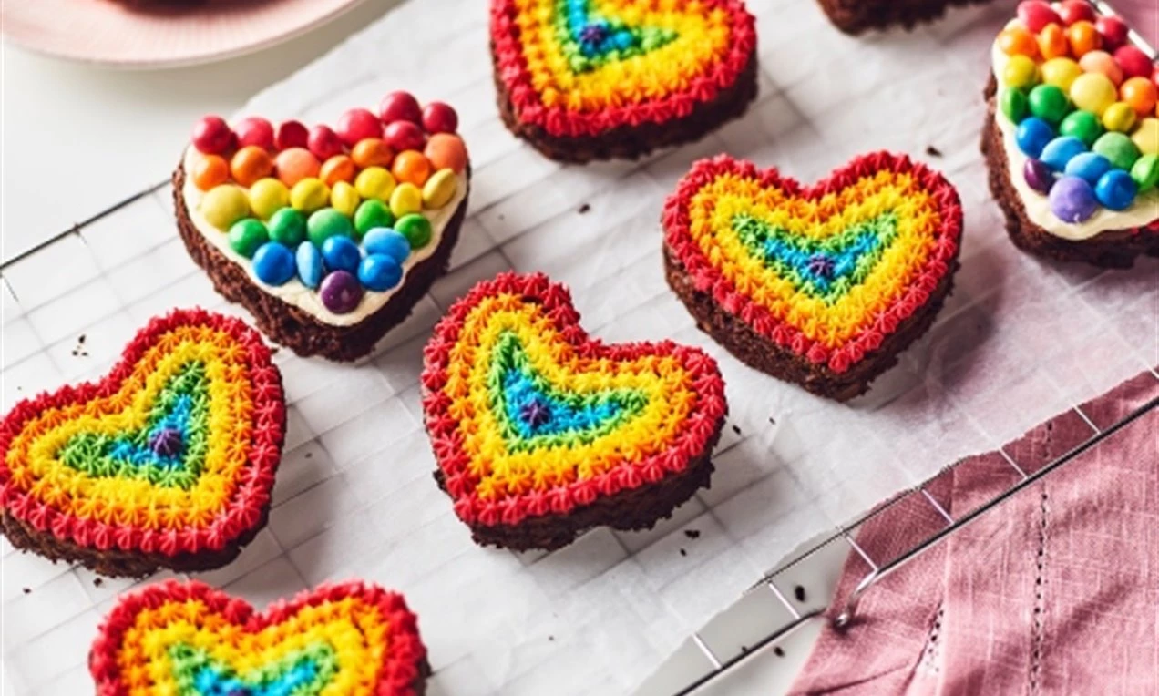 Rainbow Heart Brownies