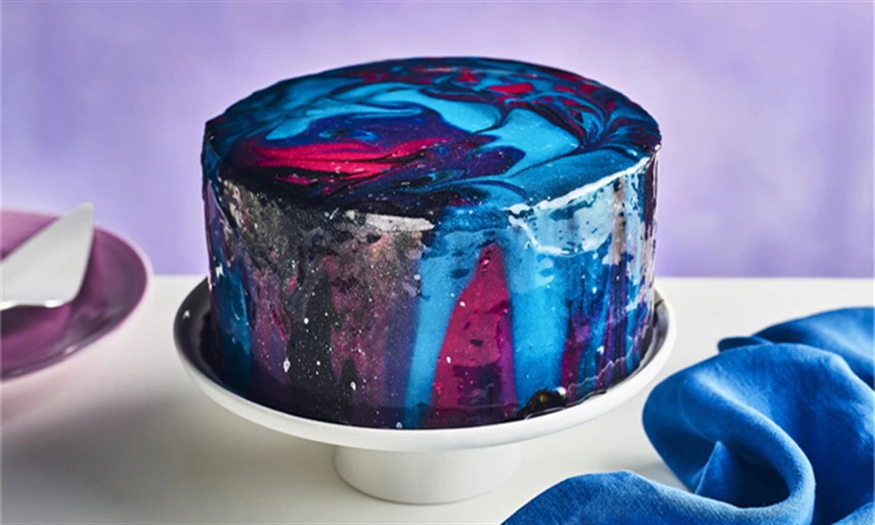 Galactic Mirror Glaze Cake