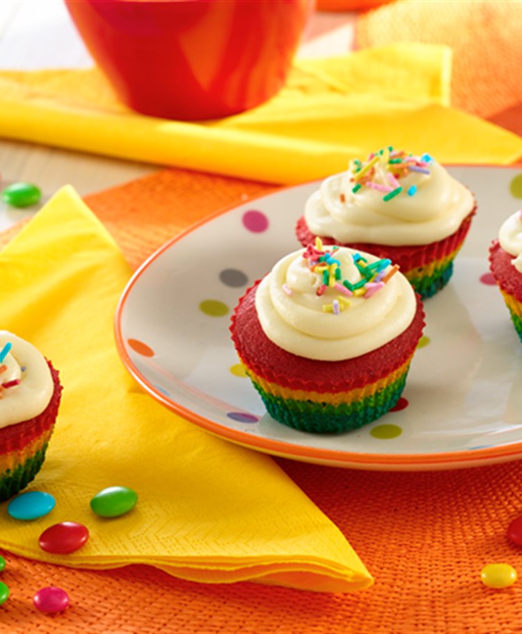 Regenboog cupcakes