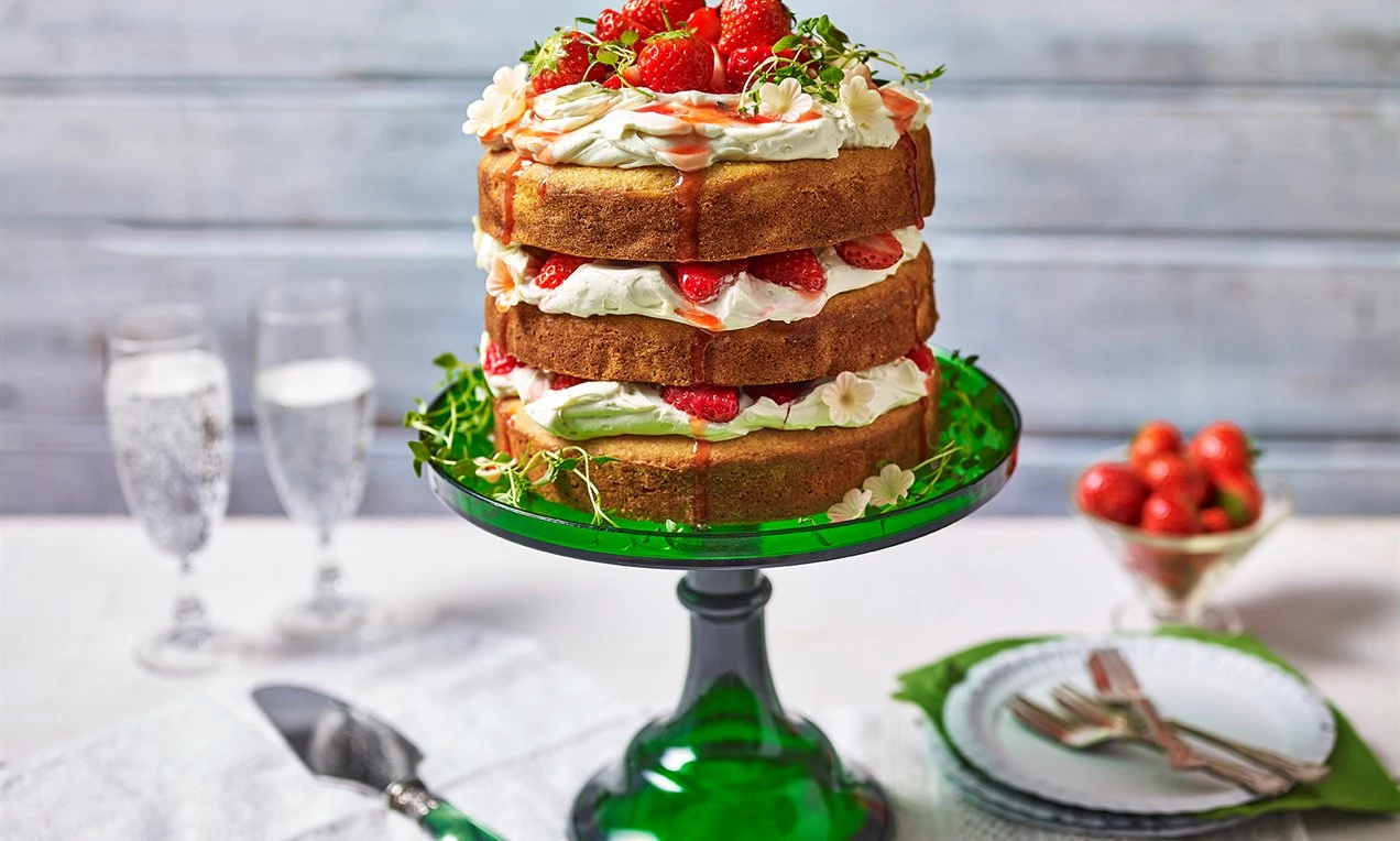 Strawberry and Malted Milk Layer Cake
