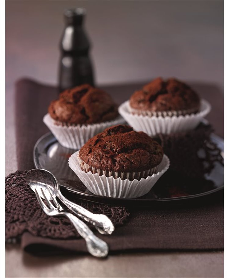Chocolade-courgette muffins