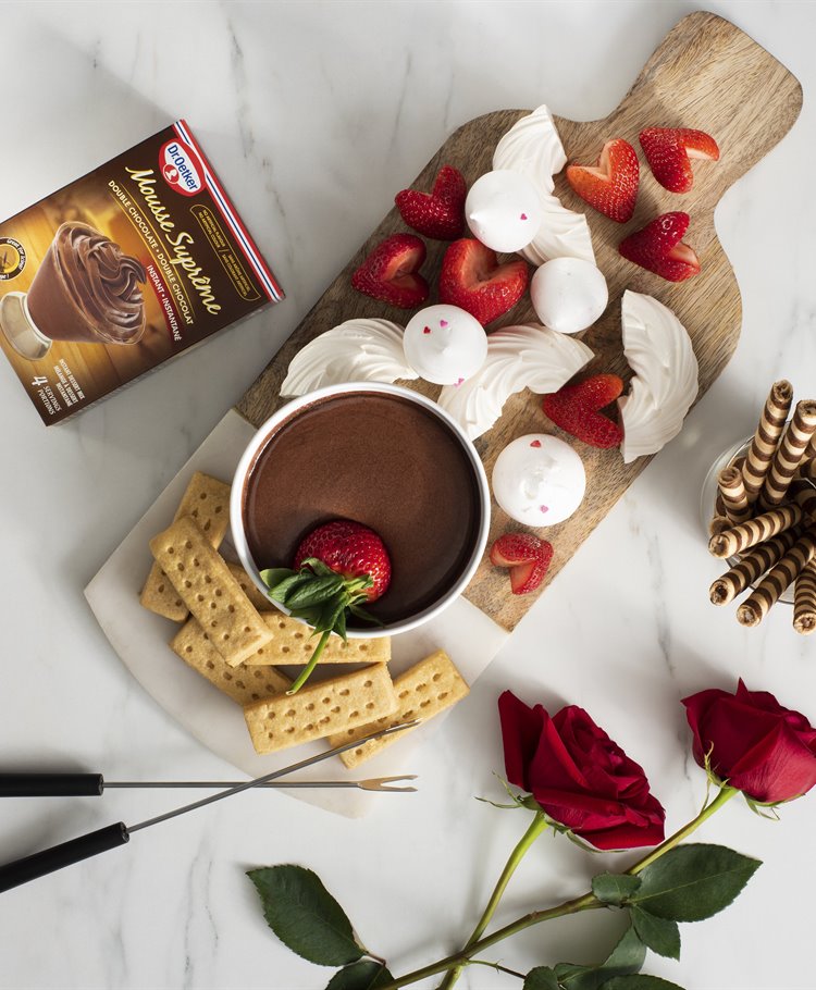 Chocolate Mousse Valentine’s Fondue for Two