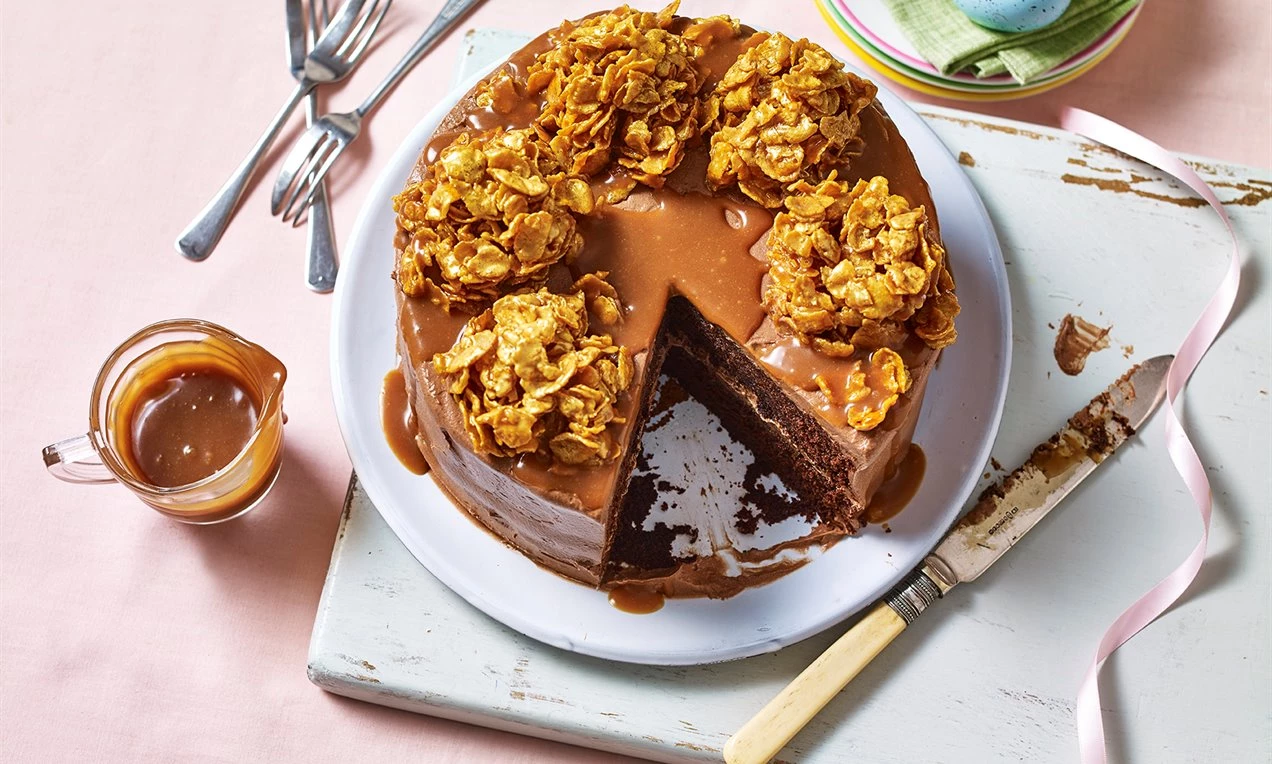 Chocolate and Salted Caramel Crunch Cake
