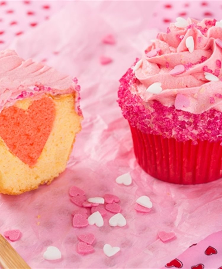 Hart in een cupcake voor Valentijn
