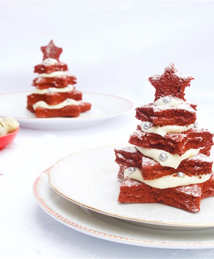 Kerstboompjes van Red Velvet cake