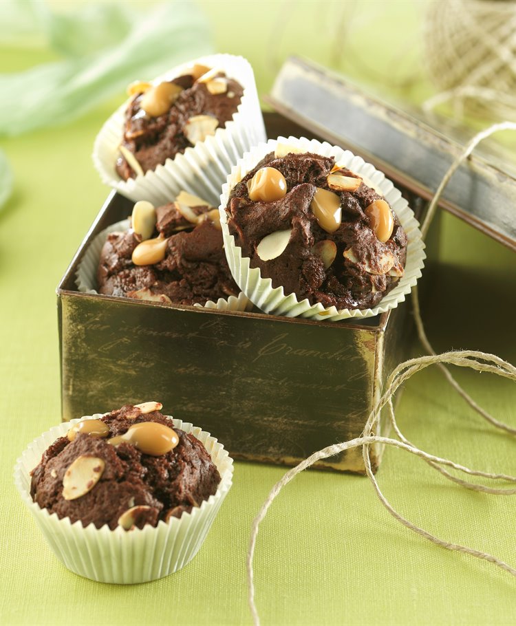 Muffins de Chocolate, Almendras y Toffee